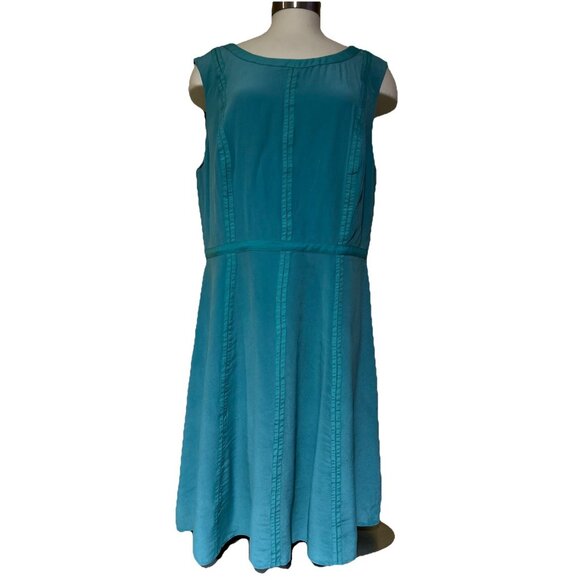 Talbots Dresses & Skirts - Talbots Women 16 Teal 100% Silk Sleeveless Dress Fit & Flare Sheath Dress